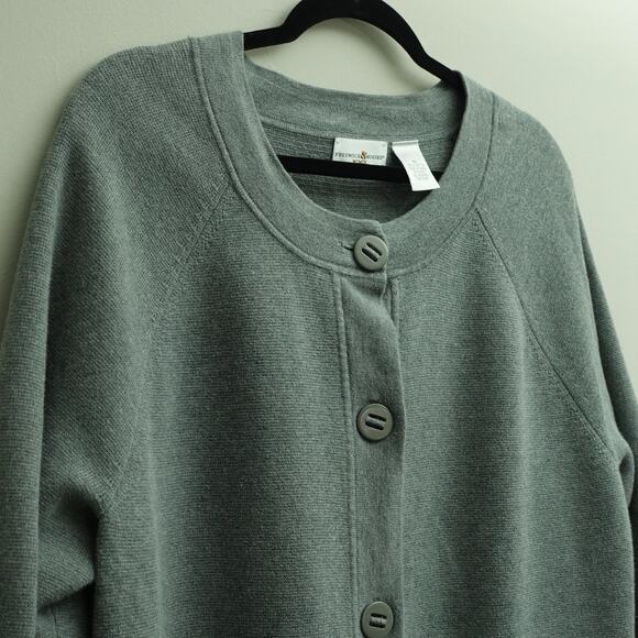 Preswick & Moore Womens Button-Up Cardigan 3/4 Sleeve Cotton Gray Plus Size 1X - Picture 4 of 9